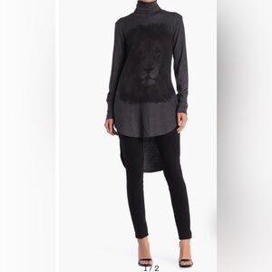 Go Couture Medium High Low Turtleneck Long Tunic